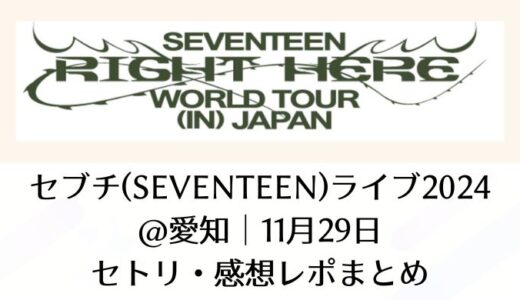 セブチ(SEVENTEEN)ライブ2024＠愛知｜11月29日セトリ・感想レポまとめ